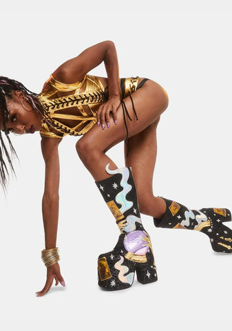 Cosmic Fortune Platform Boots