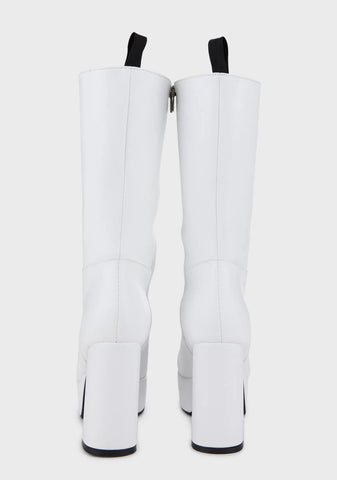 Wide Fit White Going Under Platform Boots