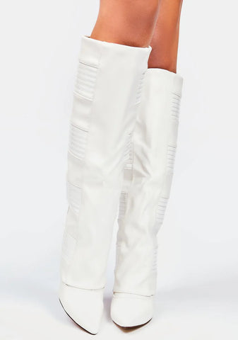 White Victoria Wedge Boots