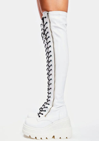 White Patent Shaker-374 Thigh High Boots