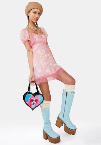 Vintage Soul Knee High Boots - Aqua