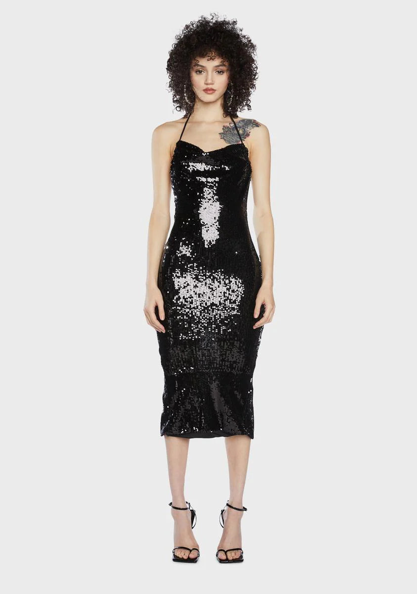 Speakeasy Romance Sequin Maxi Dress