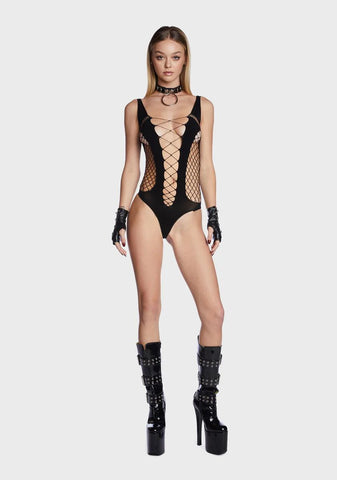 Splitting Up Fishnet Bodysuit