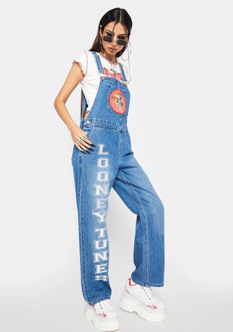 That's All Folks Embroidered Overalls