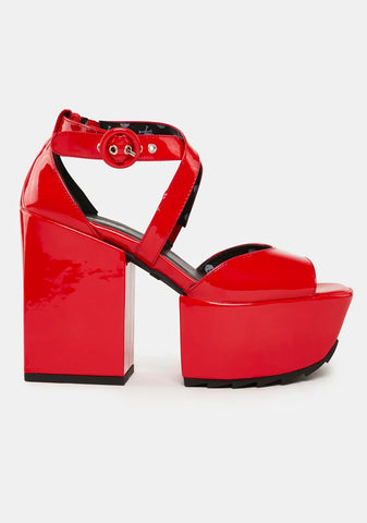 Red Enemies Close Chunky Platform Sandals