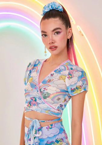 Rainbow Chaser Mesh Wrap Top