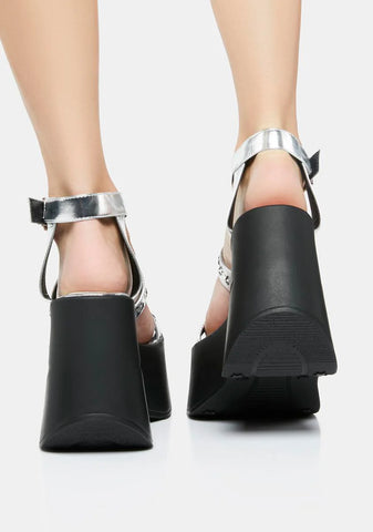 Silver Dynamite-12 Platform Sandals