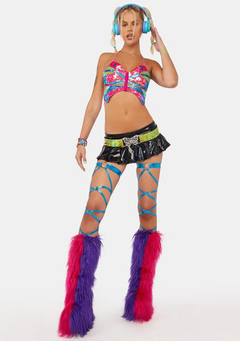 Aqua Gettin' Groovy Metallic Leg Wraps