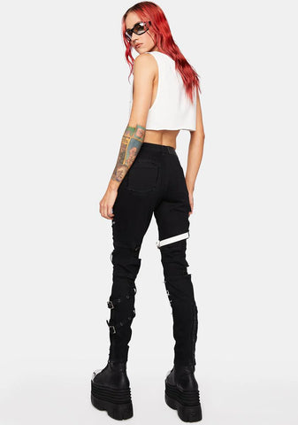 Distortion Patched Skinny Jeans