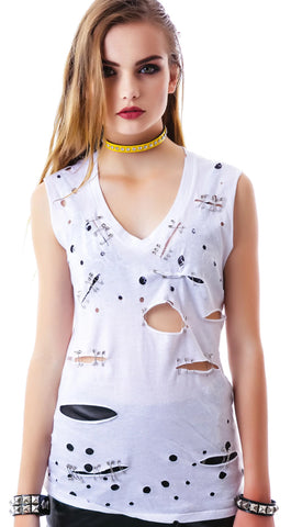 Safety Pin Tank Top - White