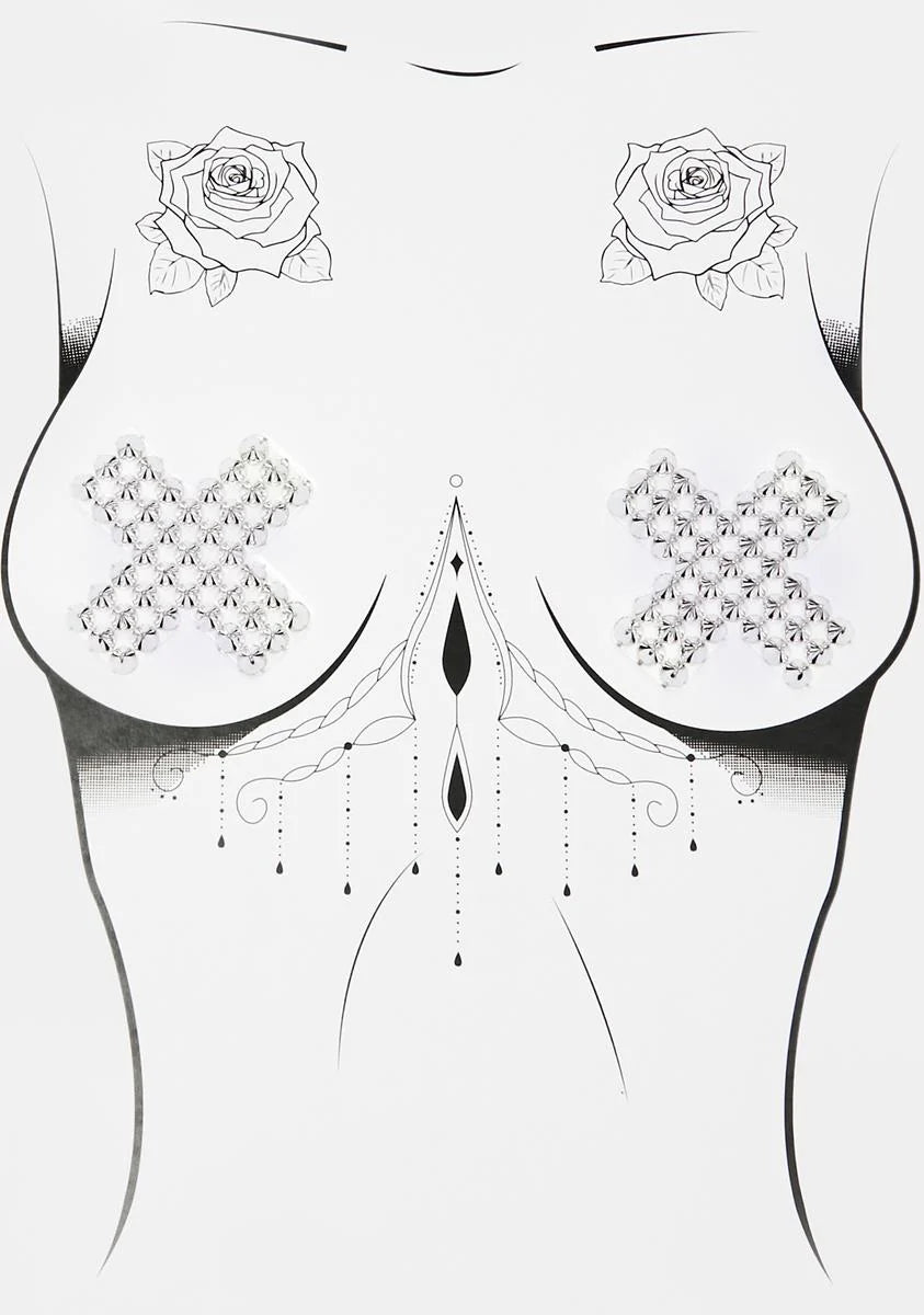 Chrome Bad Ass Spikes Pasties