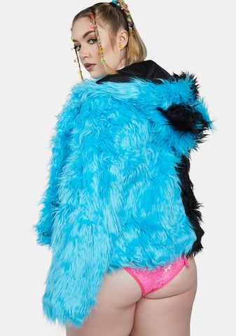 Plus Aqua Balancing Act Faux Fur Jacket