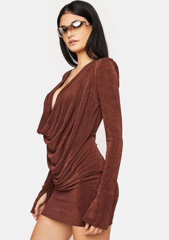 Rhythm Shaker Cowl Neck Mini Dress
