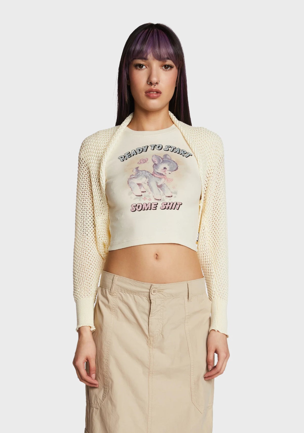 Break Time Knit Shrug - Light Brown