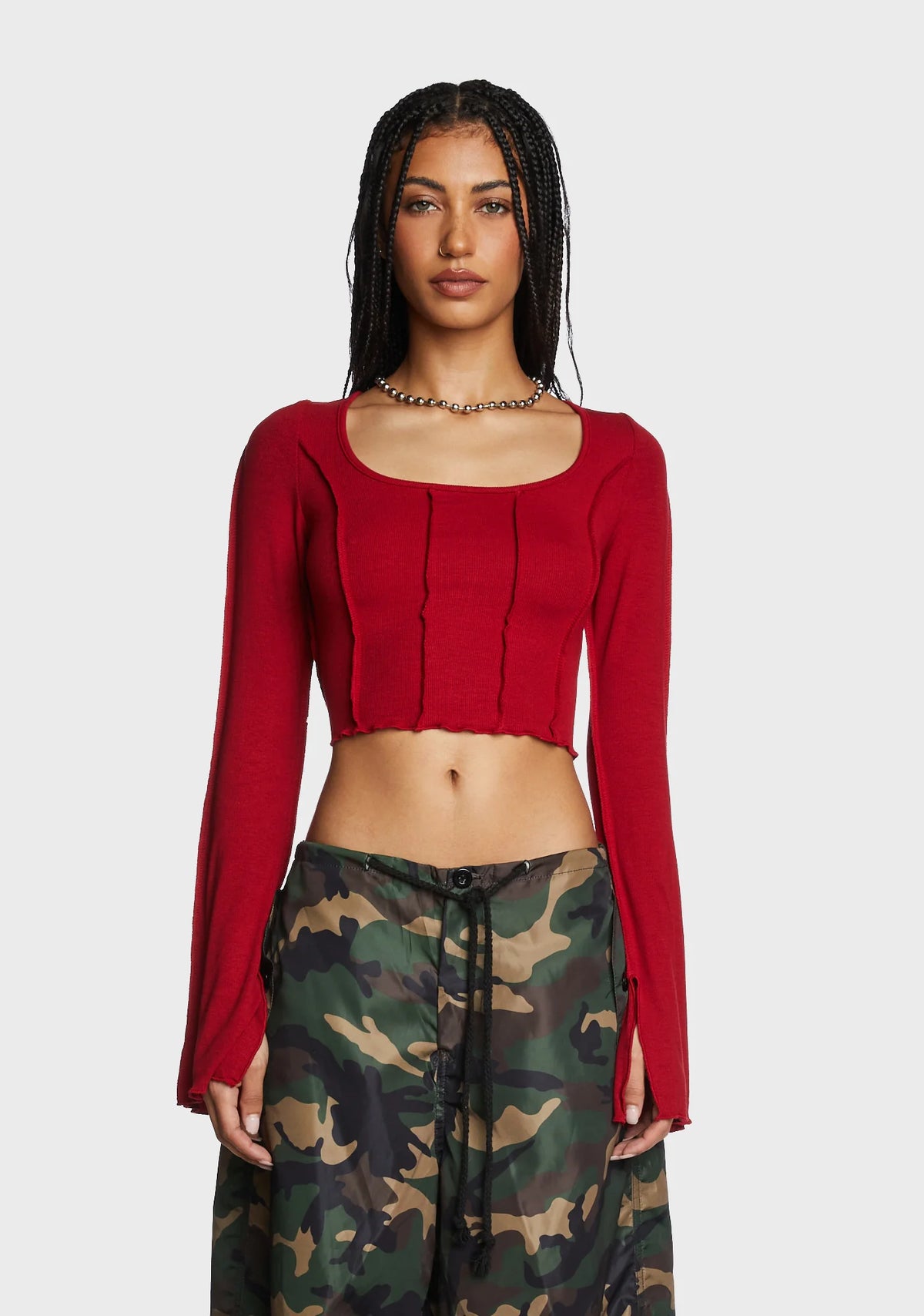Journal Entries Long Sleeve Top - Red