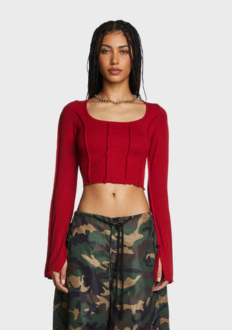 Journal Entries Long Sleeve Top - Red