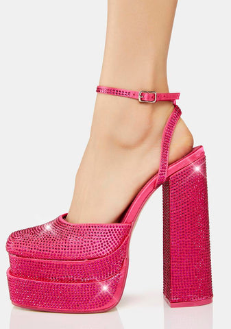 Hot Pink Satin Moonchild Platform Heels