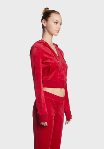 Coco Red OG Big Bling Velour Hoodie