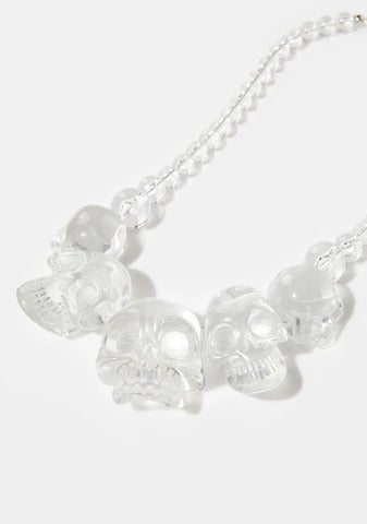 Crystal Clear Skull Necklace