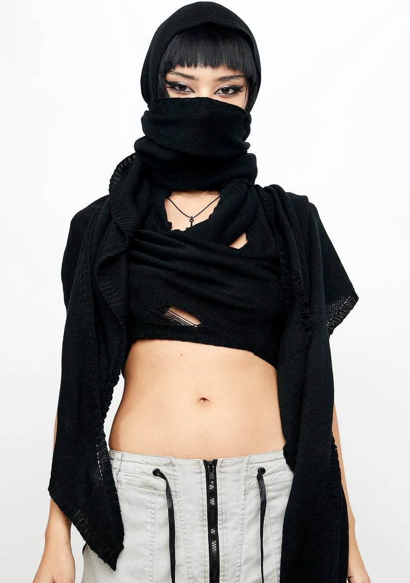 Atmosphere Hooded Wrap Knit Cardigan