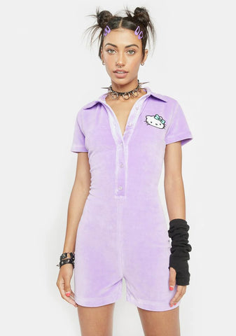 Hello Kitty Lilac Velour Romper