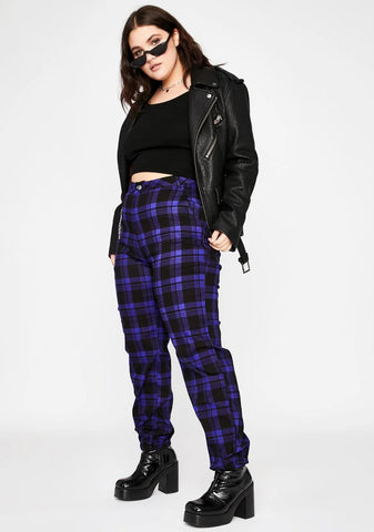 Plum Bad Misconduct Plaid Joggers