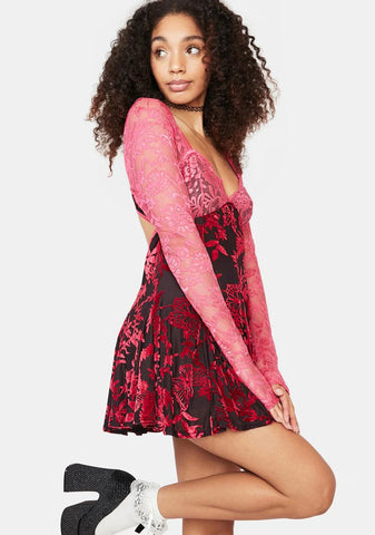 Watermelon Sugar Velvet Mini Dress