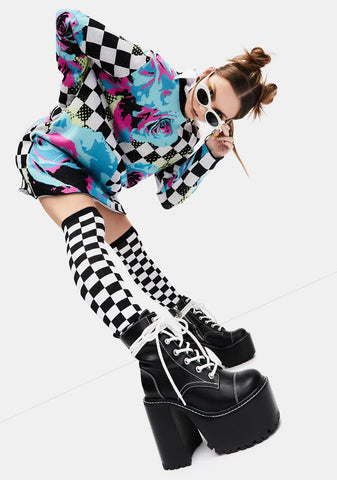 Wild Game Checkered Knee High Socks