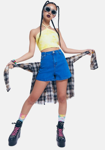 True Blue High Waist Denim Shorts