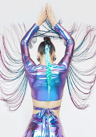 Euphoric Element Fringe Wrap Top
