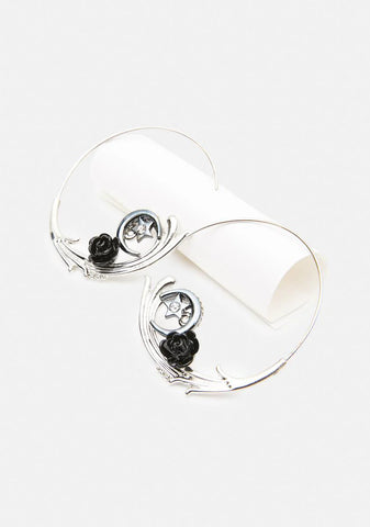 Midnight Bloom Hoop Earrings