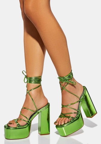 Kiwi Thriving On Wrap Platform Heels