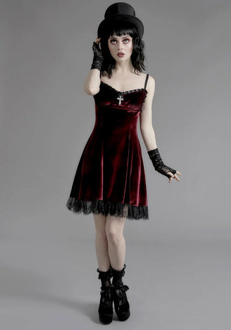 Wine Blind Faith Velvet Dress