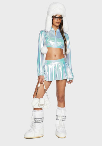 Aqua Just A Flirt Metallic Skort Set