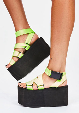 Yellow Lullaby Platform Sandals