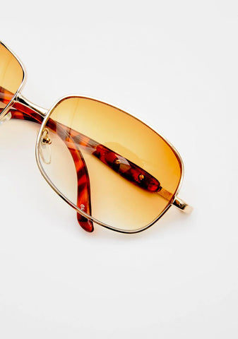 Riches Gold Brown Oversized Y2K Sunglasses