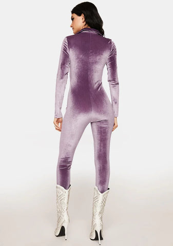 Violet How Dare You V Neck Catsuit