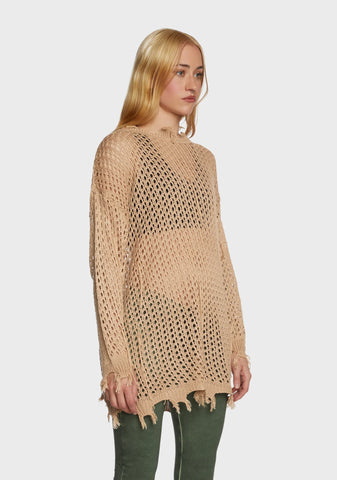 Quick Timing Crochet Top - Brown