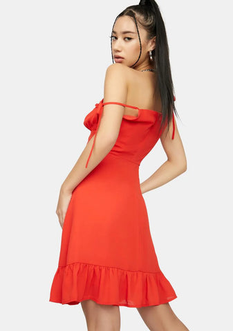 Scarlet No Promises Ruffle Tie Strap Mini Dress