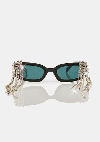 Crystal Cascade Rectangular Sunglasses