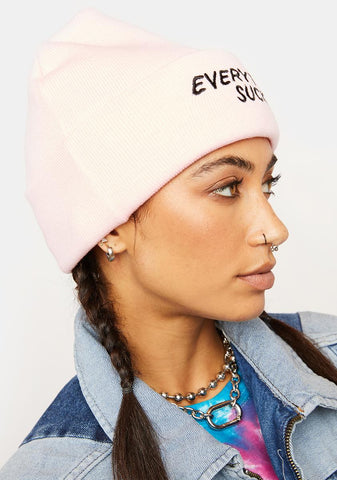 Pink Everything Sucks Beanie