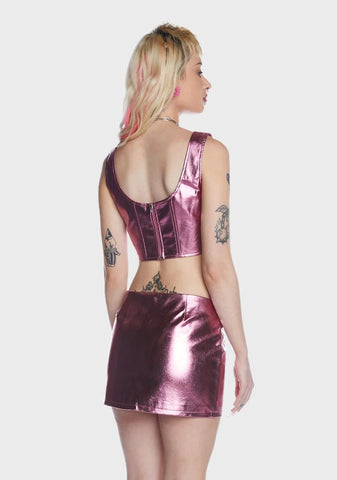 Cindy Metallic Vegan Leather Corset