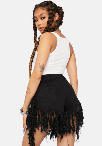 Not That Innocent Fringe Denim Shorts