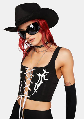 Lace-Up Tattoo Corset Top