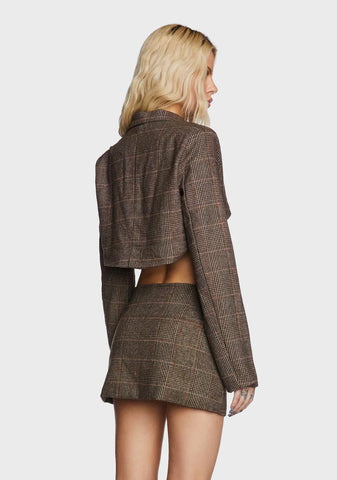 Plaid Cropped Blazer
