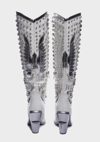 Upbeat Cowboy Boots - White