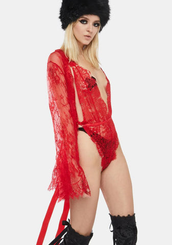 Cherry Ravishing Reverie Lace Robe Set