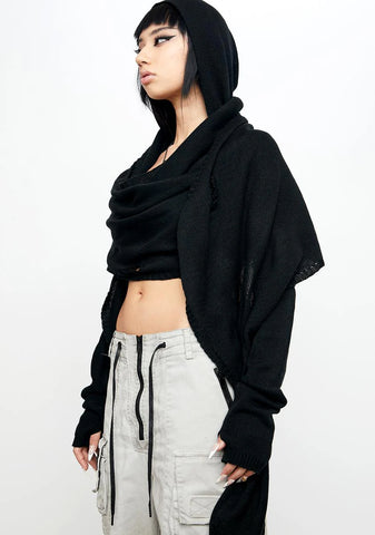 Atmosphere Hooded Wrap Knit Cardigan