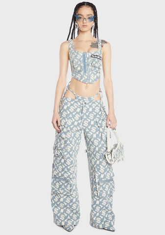 Monogram Denim Corset Top