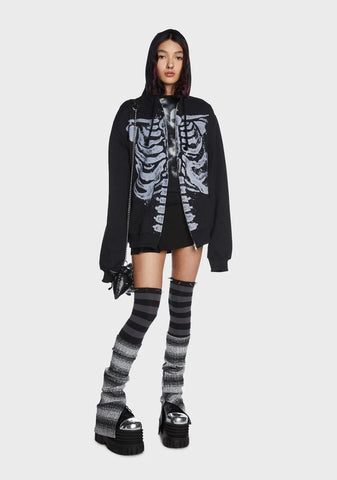 Skeleton Zip Up Hoodie Jacket